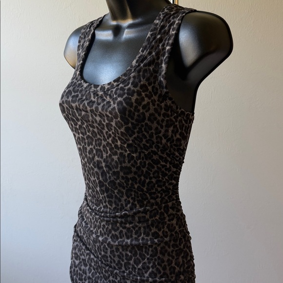 MICHAEL KORS Leopard Print Bodycon Mini Dress Ruched Stretch Sexy Night Out XS - Picture 10 of 15
